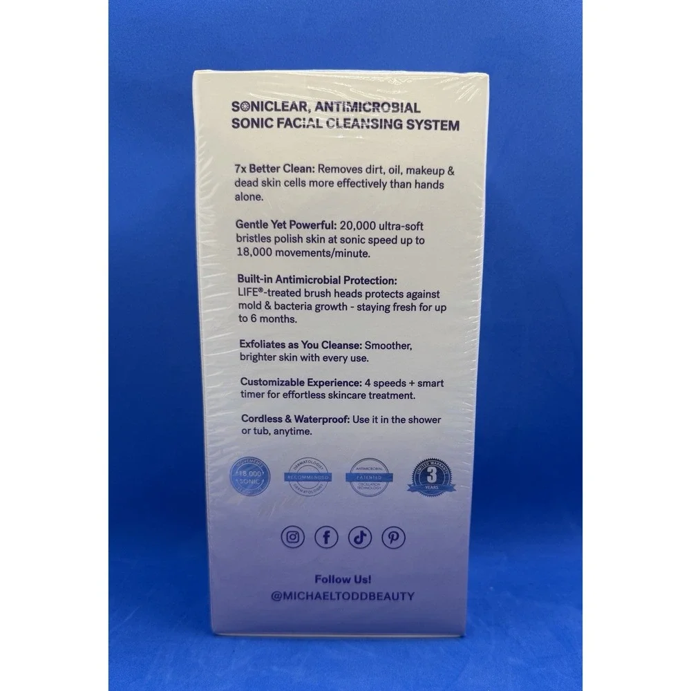 Michael Todd Beauty Soniclear Sonic Facial Cleansing Brush White Marble NEW